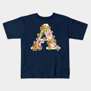 Floral Letter 'A' Kids T-Shirt